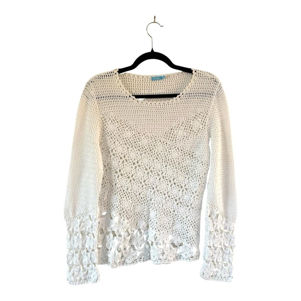 J. McLaughlin Crochet Cotton Top in White Size M